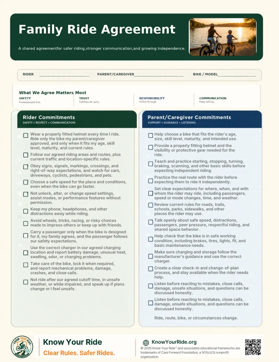 First page preview of the English Family Ride Agreement.