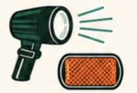 Bike light and reflector illustration